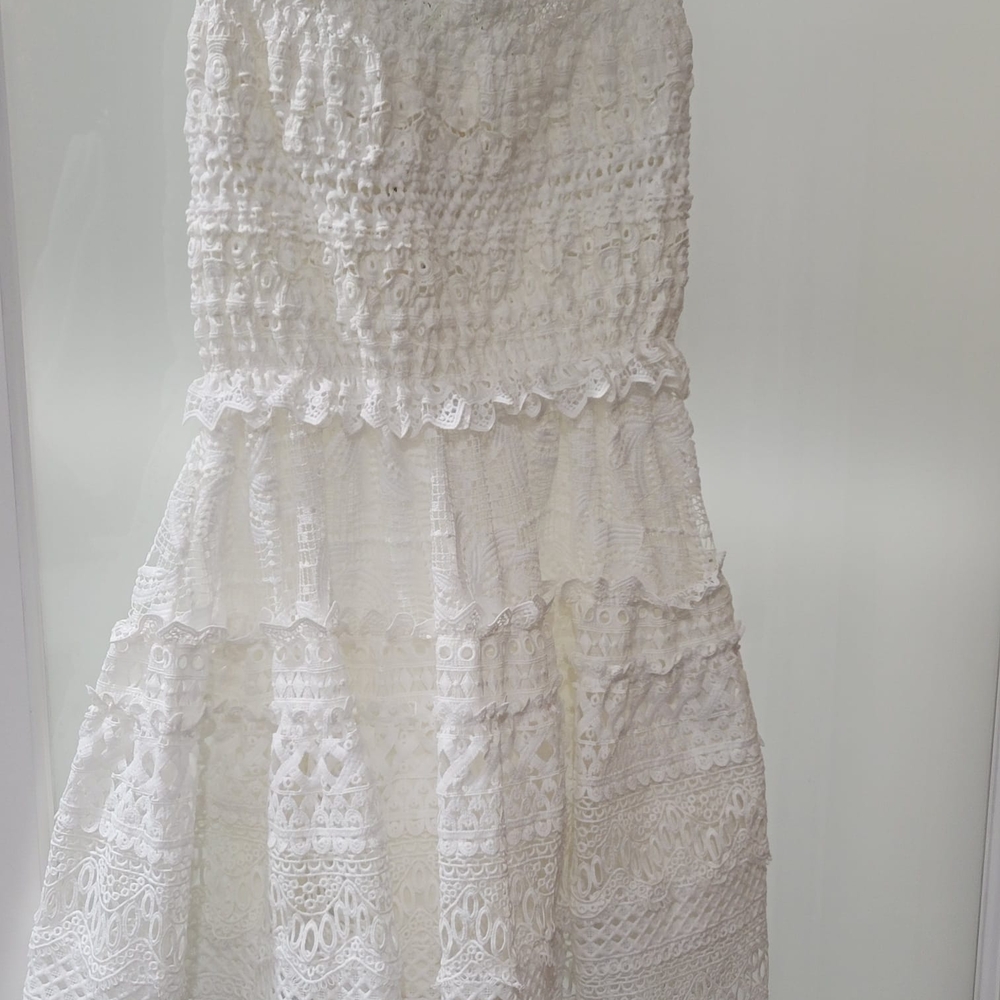 Waimar Columbia White Vallarta Strapl - White Lace Dress with Delicate Trim